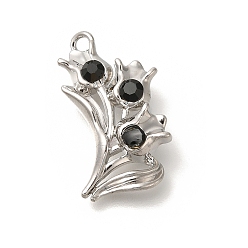 Цветок Подвески из сплава , платиновые подвески, цветок, 24x15x6 мм, отверстие : 1.6 мм