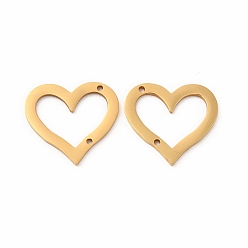 Golden 201 Stainless Steel Connector Charms, Heart Frame Links, Golden, 15x16.5x1mm, Hole: 1mm
