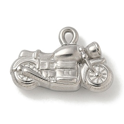 Нержавеющая Сталь Цвет Антикоррозийные 304 подвески из нержавеющей стали, мотоцикл очарование, цвет нержавеющей стали, 17x25.5x6.5 мм, отверстие : 1.8 мм