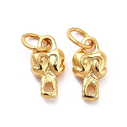 Golden Rack Plating Brass Pendants, with Jump Ring, Nuggets, Golden, 13x6.5x3.5mm, Hole: 4mm