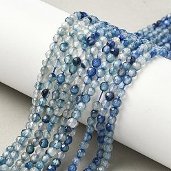 Морской Синий Природный агат бисер нитей, окрашенная и подогревом, круглые, граненые, Marine Blue, 4 мм, отверстие : 0.5 мм, около 92 шт / нитка, 14.57 дюйм (37 см)