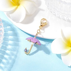 Средняя Орхидея Зонтик ручной работы стеклянные бусины и акриловые подвески наборы украшений, с 304 застежками-лобстерами из нержавеющей стали, подвесные украшения, средне орхидеи, 51.5 мм