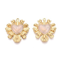 Античный Белый 304 подвески из нержавеющей стали и эмали, сердце прелести, ионное покрытие (ip), реальный 18 k позолоченный, старинный белый, 35.5~36.5x32.5~33x4~5 мм, отверстие : 1.6~2 мм