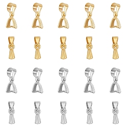 Golden & Silver Brass Ice Pick Pinch Bails, Golden & Silver, 12mm, Hole:4x5mm, 100pcs/box
