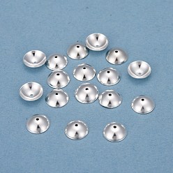 Silver 201 Stainless Steel Bead Caps, Round, Silver, 8x2.5mm, Hole: 0.5mm