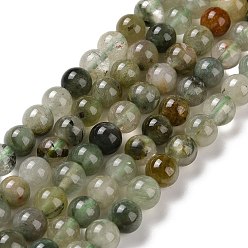 Rutilated Кварц Естественный зеленый Rutilated кварцевые нити бисера, круглые, 6 мм, отверстие : 0.8~1.2 мм, около 59~65 шт / нитка, 15.04~15.51'' (38.2~39.4 см)