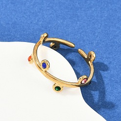 Разноцветный 304 открытые манжеты из нержавеющей стали Rhinetson для женщин, ионное покрытие (ip), золотые, круглые, красочный, 1.5~7.5 мм, внутренний диаметр: регулируемый