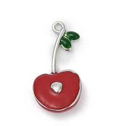 Платина Подвески из вишневой латуни с эмалью, без кадмия и без свинца, долговечный, стойки покрытие, платина, 21.5x11x5.5 мм, отверстие : 1.4 мм