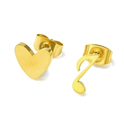Musical Note Thanksgiving Day Theme 304 Stainless Steel Stud Earrings, Musical Note, 8~10x4~9mm
