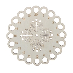 Antique White Wooden Embroidery Thread Plate, Cross Stitch Threading Board Tools, Flower, Antique White, 14cm