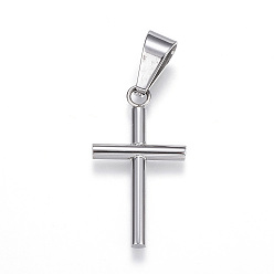 Stainless Steel Color Tarnish Resistant 304 Stainless Steel Pendants, Cross, Stainless Steel Color, 27x15x3mm, Hole: 9x4.5mm