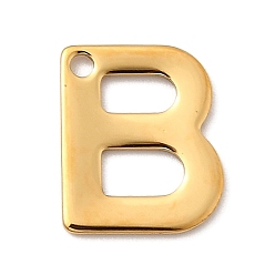 Letter B 304 прелести нержавеющей стали, письмо амулеты, ионное покрытие (ip), реальный 18 k позолоченный, В письме, 11x9x0.8 мм, отверстие : 1.2 мм