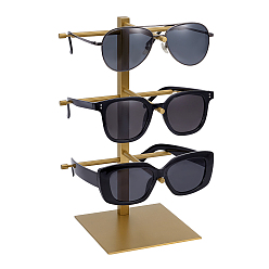 Oro 3-nivel 201 soportes de exhibición de torres de acero inoxidable para gafas de sol, con bases cuadradas, dorado, 12x12x25.2 cm