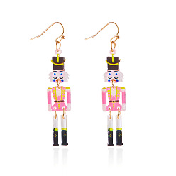 Pink Акриловые серьги-подвески в форме человека на рождественскую тематику, золотые, розовые, 67x13 мм