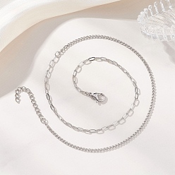 Нержавеющая Сталь Цвет 304 ожерелья из витой цепочки-скрепки из нержавеющей стали, не тускнеет, цвет нержавеющей стали, 15.75 дюйм (40 см)