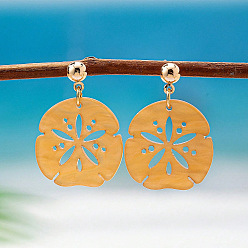 Flower 304 Stainless Steel Stud Earrings, Alloy Acrylic Dangle Earrings for Women, Flower, 31x22mm