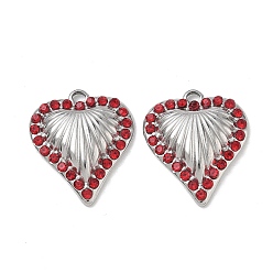 Edelstahl Farbe 304 Edelstahl Strass Anhänger, Herzanhänger, Edelstahl Farbe, 20x17x4 mm, Bohrung: 2 mm