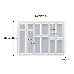 Rectangle Силиконовые формы для подвесок своими руками, формы для литья смолы, для уф-смолы, изготовление изделий из эпоксидной смолы, прямоугольные, 100x143x5 мм