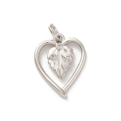 Прозрачный Латунные микро проложить кубического циркония подвески, долговечный, без свинца и без кадмия, платина, сердце, прозрачные, 18x13.5x2 мм, отверстие : 3 мм