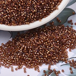 (DB1736) Сверкающий Темный Топазовый с Бежевой Подкладкой AB Бусины miyuki delica, цилиндр, японский бисер, 11/0, (db 1736) сверкающий бежевый темный топаз, 1.3x1.6 мм, отверстия: 0.8 мм, около 20000 шт / мешок, 100 г / мешок