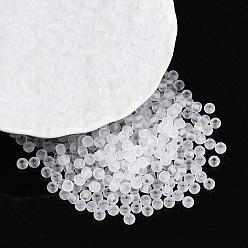 Clair Perles de rocaille en verre transparent dépoli fgb, ronde, trou rond, teint et cœur, clair, 4~4.5x3~3.5mm, Trou: 1.4~1.5mm, environ 7500 pcs / livre