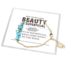 Синтетическая Бирюза Браслеты-цепочки из синтетической бирюзы, расшитые бисером и металлическим тросом для женщин и девочек, 8-5/8 дюйм (22 см)