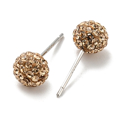246_Lt. Colorado Topaz Sexy Valentines Day Gifts for Her 925 Sterling Silver Austrian Crystal Rhinestone Ball Stud Earrings, 246_Lt. Colorado Topaz, 15x6mm, Pin: 0.8mm