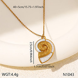 Number 304 Stainless Steel Enamel Pendant Necklaces for Women, Golden, White, Number 9, 15.75 inch(40cm), Pendant: 25x17mm