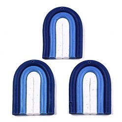 Bleu Nuit Pendentifs en argile polymère manuels, arc circulaire, bleu minuit, 43x32x5mm, Trou: 1.5~2mm