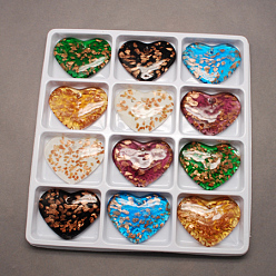(52) Непрозрачная лаванда Ручной работы подвески золотые бусины песка, сердце, разноцветные, 42x53x8 мм, отверстия: 2 мм, 12 шт / коробка