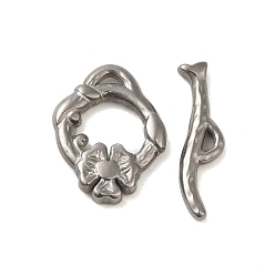 Stainless Steel Color Non-Tarnish 304 Stainless Steel Toggle Clasps, Stainless Steel Color, Ring: 17.5x13.5x2.5mm, Hole:3x1mm, Bar: 5x20x2mm, Hole:2x1.5mm