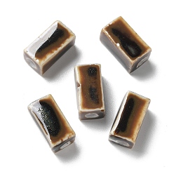 Saddle Brown Handmade Porcelain Beads, Cuboid, Saddle Brown, 12~13x7~7.5x7~7.5mm, Hole: 2.5mm