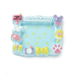 Бледно-бирюзовый Кабошоны из смолы, фоторамки, бледные бирюзовая, 33.5x39.5x7.5 мм