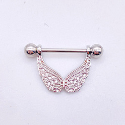 Нержавеющая Сталь Цвет 304 Кольца для сосков из нержавеющей стали с прозрачным кубическим цирконием, сосок стремя, цвет нержавеющей стали, 19 мм