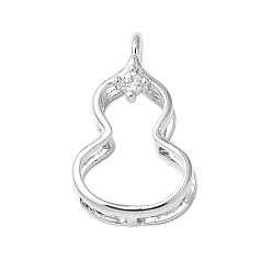 Платина Латунные микро проложить кубического циркония подвески, без кадмия и без свинца, прелести из полой тыквы, платина, 17x9x5.5 мм, отверстие : 1.4 мм