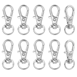 Platinum 10Pcs Alloy Swivel Lobster Claw Clasps, Swivel Snap Hook, Jewellery Making Supplies, Platinum, 30.5x11x6mm, Hole: 5x9~10mm