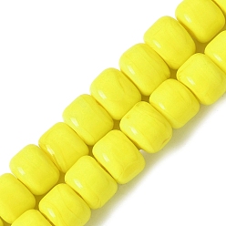 Желтый Бусы лэмпворк ручной работы, рондель, желтые, 7.5x5.5 мм, отверстие : 1.5~1.8 мм, около 40 шт / нитка, 9.35'' (23.75 см)