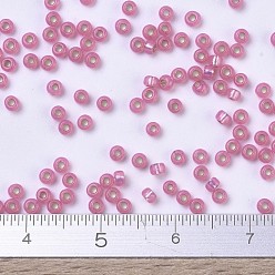 (RR556) Dyed Rose Silverlined Alabaster MIYUKI Round Rocailles Beads, Japanese Seed Beads, (RR556) Dyed Rose Silverlined Alabaster, 11/0, 2x1.3mm, Hole: 0.8mm, about 1100pcs/bottle, 10g/bottle
