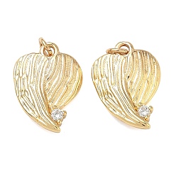 Настоящее золото 18K Латунные микро проложить кубического циркония подвески, прелести крыльев, без свинца и без кадмия, стойки покрытие, долговечный, реальный 18 k позолоченный, 16x12x3 мм, Перейти кольцо: 4x0.8 мм, внутренний диаметр: 2.5 мм