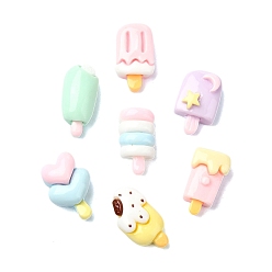 Mixed Color Macaron Color Opaque Resin Imitation Food Decoden Cabochons, Ice Cream, Mixed Color, 16x8x5.5mm
