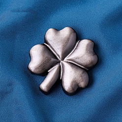 Обсидиан Резные фигурки клевера из натурального обсидиана, для домашнего украшения рабочего стола, 45 мм