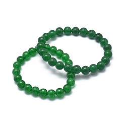 Malaysia Jade Natural Malaysia Jade(Dyed) Bead Stretch Bracelets, Round, 2-1/8 inch~2-3/8 inch(5.5~6cm), Bead: 8mm