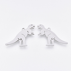 Нержавеющая Сталь Цвет Не тускнеющие 201 подвески из нержавеющей стали, подвески для лазерной резки, динозавр, цвет нержавеющей стали, 19.5x24x1 мм, отверстие : 1.4 мм