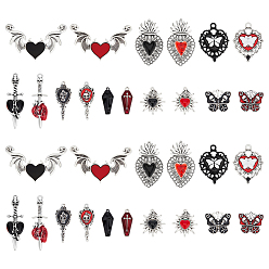 (52) Непрозрачная лаванда 32 шт 16 стили подвески из сплава эмали, античное серебро, разнообразные, разноцветные, 20.5~52x11~54x3~6.5 мм, отверстие : 1.2~2.8 мм, 2 шт / стиль