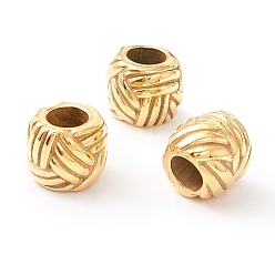 Золотой Ионное покрытие (ip) 304 европейские бусины из нержавеющей стали, бусины с большим отверстием, ручная полировка, колонка, золотые, 9x7.8 мм, отверстие : 4.5 мм
