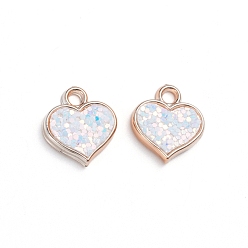 Белый Пластмассовые подвески ccb, с блестка, сердце, белые, 17x15.5x3 мм, отверстие : 3 мм