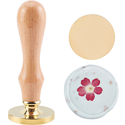 Light Gold Набор для изготовления восковых печатей своими руками, включая круглую пустую сургучную печать латунную головку штампа, с ручками из бука, для ретро старинные сургучной печати, золотой свет, 38.5x14.5 мм, отверстие : 7 мм, 1 PC