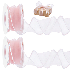 Розовый 5 лента из органзы и пластика с пластиковой жемчужиной по краю, для одежды платье швейные принадлежности, туманная роза, 2-3/8 дюйм (60 мм)