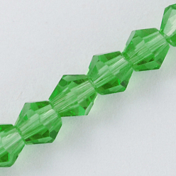 Lime Green Imitation Austrian Crystal 5301 Bicone Beads, Faceted Glass Beads Strands, Lime Green, 2x3mm, Hole: 0.5mm, about 145~150pcs/strand, 41.5~42cm