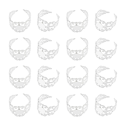 Серебро 30шт. латунные филигранные открытые манжетные кольца-хвостовики, плоские круглые простые настройки кольца колодки, серебряные, внутренний диаметр: 17 мм, лоток: 8 mm в диаметре